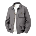 Veste cargo grise minimaliste pour hommes avec plusieurs poches et boutons métalliques - S / Gris
