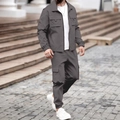Dunkelgraues Herren-Set mit Cargo-Fliegerjacke und Jogginghose für den Alltag - S / Top And Bottom (Port Crab-#F15) / Grau