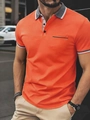 Polo-Shirt für Herren in Hellorange mit grauem Kontrastkragen und Brusttasche, Freizeitlook - S / Orangerot