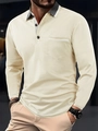 Detail of waffle knit polo shirt showing contrast collar and white-trimmed chest pocket - S / Off White