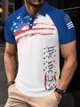 Men's 3D print quick-dry Polo shirt with US flag design and We the People text - M / White