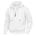 Klassieke witte herenhoodie met halve rits en losse casual pasvorm van zachte fleece - S / Wit