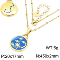 Stainless steel Scorpio zodiac necklace featuring a blue enamel pendant for women - Scorpio / Gold