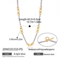 Detailed view of two-tone stainless steel chain necklace with measurements - Two-Tone Style (JDN0101310-PS) / 40+5cm (9g) / Gold and Silver