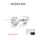 Orecchino a perno in argento sterling S925 con moissanite colore D e retro a cuore - Moissanite Rotonda Brillante (Singolo) / Lunghezza perno 6mm