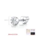 Elegante orecchino a lobo in Moissanite argento S925 con chiusura a cuore e pietra 3mm - Moissanite Rotonda Brillante (Singolo) / Lunghezza dell'ago di 8 mm