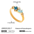 Bague en acier inoxydable doré avec pierres bleues et blanches, 1,73 cm. - Bague en Or Incrustée de Pierres Multicolores (JDR0201302-7)