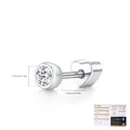 MODIAN D-color moissanite S925 sterling silver screw back heart stud earring nail - Bubble Drill (Single) / 6mm Post Length