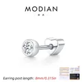 Minimalist S925 sterling silver moissanite heart back stud earring for daily wear - Bubble Drill (Single) / 8mm Needle Length