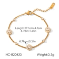 Hoogwaardige vergulde roestvrijstalen armband met strass-steentjes en exacte maten. - Ronde Strass Hanger Stijl (HC-B20423) / Goud