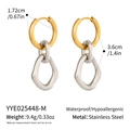Two-tone minimalist stainless steel drop earrings with detailed size and weight specs. - Earrings (YYE025448-M) / 1.72x3.6cm / Gold and Silver Two-tone