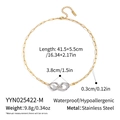 Minimalist stainless steel necklace with two-tone interlocking ring pendant and detailed size specs. - Necklace (YYN025422-M) / 41.5+5.5cm / Gold and Silver Two-tone