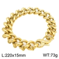 Pulsera de cadena pesada en acero dorado estilo urbano con cierre de serpiente y clavos - Dorado