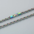 Collar de cadena de cuerda de acero inoxidable arcoíris con cierre de joyería - Arcoíris/Iridiscente (KN299097-KFC)