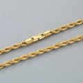 Collar de cadena de cuerda de acero inoxidable dorado con cierre giratorio estilo hip hop - Dorado (KN299099-KFC)