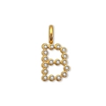 Gold-plated stainless steel letter B pendant with sparkling cubic zirconia stones - Letter B (ZP50399) / 14K Gold