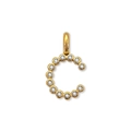 Pendaglio lettera C in acciaio inossidabile placcato oro con diamanti per gioielli fai-da-te - Lettera C (ZP50399) / Oro 14K