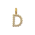 Ciondolo lettera D in acciaio inossidabile placcato oro 14K con pietre di zirconia lucide - Lettera D (ZP50399) / Oro 14K