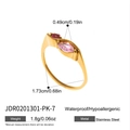 Especificaciones detalladas de dimensiones y peso para anillo de acero inoxidable - Anillo Bypass de Dos Piedras (JDR0201301-PK-7)