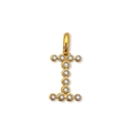 Ciondolo lettera I in acciaio inossidabile placcato oro 14K con zirconi lucidi - Lettera I (ZP50399) / Oro 14K