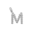 Ciondolo lettera M in acciaio inossidabile argento con cristalli di zirconia pavé - Lettera M (ZP50399) / Colore acciaio