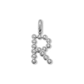 Ciondolo lettera R in acciaio inossidabile argento con cristalli per collane DIY - Lettera R (ZP50399) / Colore acciaio