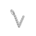 Ciondolo a lettera V in acciaio inossidabile argento con brillanti zirconi incastonati. - Lettera V (ZP50399) / Colore acciaio