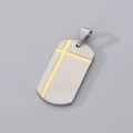 Pendentif plaque militaire en acier inoxydable pour homme avec motif croix dorée élégant - Style B Pendentif Croix Bicolore Or Seul (Sans Chaîne)