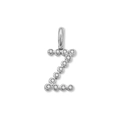 Ciondolo in acciaio inossidabile argento a forma di Z con pietre in zirconia cubica. - Lettera Z (ZP50399) / Colore acciaio