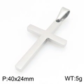 Sleek minimalist stainless steel cross pendant necklace, size 40x24mm, 5g weight - Pendant Only (Without Chain) (KP118328-ZLA) / Silver