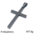 Minimalist black stainless steel cross pendant with smooth finish, 40x24mm size. - Pendant Only (Without Chain) (KP118329-ZLA) / Black