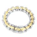 Auffälliges zweifarbiges Drachenknochen-Armband aus Edelstahl für Herren im Punk-Stil - Zweifarbig Kiel Design (KB168641-K) / 21cm / Gold & Silber