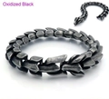 Massives Drachenknochen-Armband im Punk-Stil für Herren aus oxidiertem schwarzem Titanstahl - Oxidiert Schwarz Kiel Design (KB133875-BDJX) / 19cm / Mattschwarz