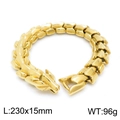 Schweres vergoldetes Punk-Drachenknochen-Armband aus Edelstahl für Herren, 230 mm - Gold Kiel Design (KB151755-JX) / 23cm / Gold