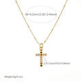 Detail view of colorful cross pendant necklace with dimensions and weight annotations - Colored Stone Cross Style (N4218)