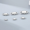 Close-up detail of polished stainless steel Cuban lobster clasps in multiple sizes - 5mm / Steel