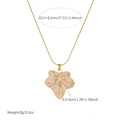 Detailed dimensions of pink leaf pendant necklace in gold-plated stainless steel - Pink Enamel Leaf Style (N4220)