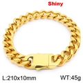 Bracelet gourmette en acier inoxydable doré poli pour hommes, largeur 10 mm et poids 45 g - Kb188178-z