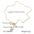 Collana a catena a serpente in acciaio al titanio dorato con dimensioni e peso dettagliati - Anello con Ciondolo a Goccia (HC-N40843) / Oro