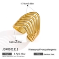 Detailed view of gold geometric linear ring with dimensions and material specifications - Minimalist Multi-Layer Linear Style (JDR0101311)