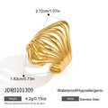 Detailed gold geometric linear stainless steel ring with dimensions and specifications - Geometric Linear Hollow Style (JDR0101309)