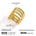 Detailed specification view of a multi-layer gold stainless steel ring for women. - Five-Loop Spiral Geometric Style (JDR0101310)