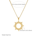 Detailed dimensions of gold-plated sun pendant necklace with crystal inlay for women - Sun Flower Style (N4216)