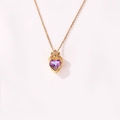 Elegante 18K vergulde roestvrijstalen ketting met hartvormige paarse kristal - Paars Strass Hart Kroon (XXL1752) / Goud
