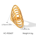 Close-up detail of hollow design stainless steel ring with dimensions and 4.6g weight info. - Multi-layer Geometric Line Style (XZ-R30607)