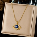 Collana di lusso in acciaio inossidabile dorato con ciondolo malocchio su scatola - Stile Malocchio Esotico (N4214)