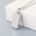 Collar con colgante rectangular de acero inoxidable minimalista con un pequeño diamante. - Collar Cuadrado Geométrico (KN301520-KFC) / Color acero