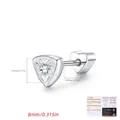 Pendiente de corazón de moissanita plata 925 con cierre de rosca de 8 mm de largo - Estilo de Triángulo (MSE0240) / Plata 925 / 8mm (Pieza Única)
