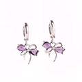 Elegant bow earrings with purple zircon and copper gold plating for women - White Gold Purple Zirconia