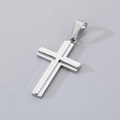 Colgante de cruz de acero de titanio minimalista con diseño de capas en color plateado - Estilo A (Sin Cadena) / Color acero